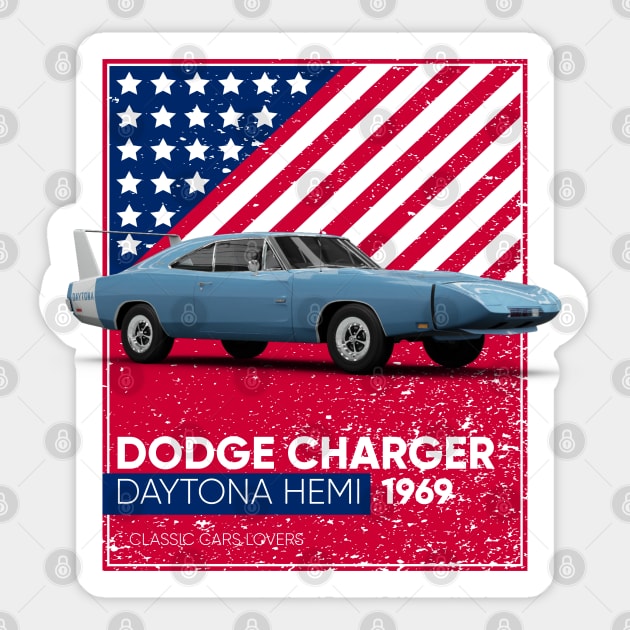 Classic Car Dodge Charger Daytona Hemi 1969 Sticker by cecatto1994